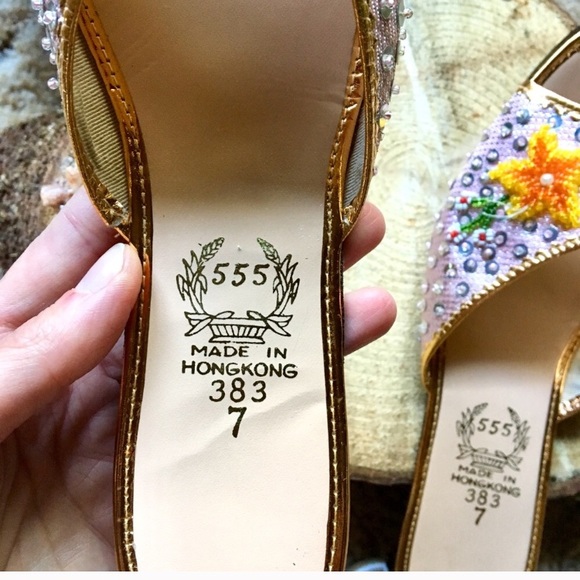 {Vintage} Beaded Slip On Chinese Sequin Slipper, 7 - Picture 5 of 8